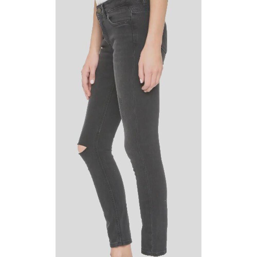 VICTORIA BECKHAM TB‎ Textured blackJeans Black knee ripped Women Size 25